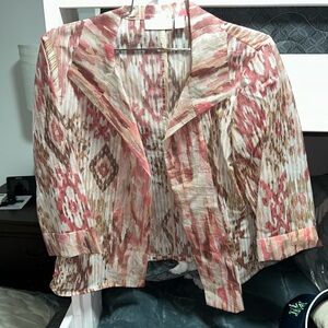 Chico's Pink, Brown & Cream Patterned Blazer